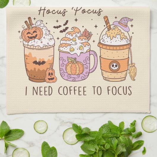 "Hocus Pocus I need coffee to focus" Geschirrtuch (Gefaltet)