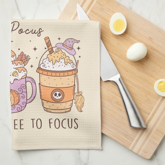 "Hocus Pocus I need coffee to focus" Geschirrtuch (Viertel Falte)