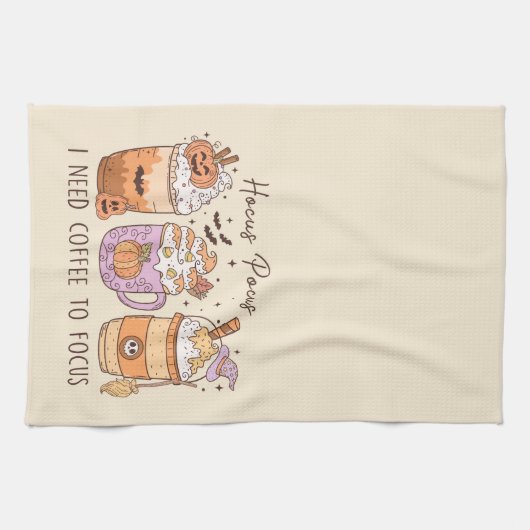 "Hocus Pocus I need coffee to focus" Geschirrtuch (Horizontal)