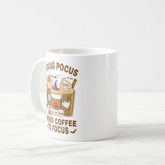 Hocus Pocus I need Coffee To Focus Halloween Kaffeetasse (Vorderseite Links)