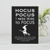HOCUS POCUS I need Wine to FOCUS Halloween-Party Einladung (Stehend Vorderseite)