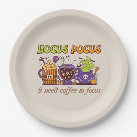Hocus Pocus - Ich brauche Kaffee, um mich zu fokus Pappteller (Vorderseite)