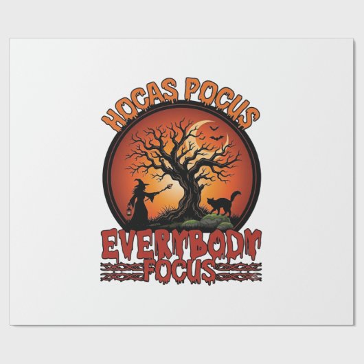 Hocus Pocus Jeder Konzentriert sich Spooky Baum He Geschenkpapier (Flach)