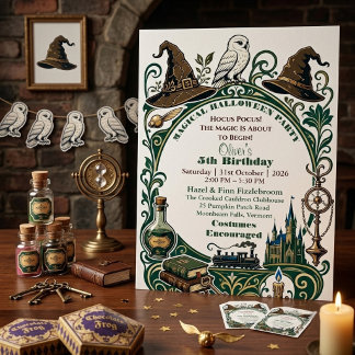Hocus Pocus Magischer Halloween-Märchen-Geburtstag Einladung