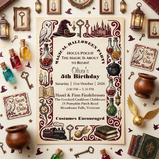Hocus Pocus Magisches Halloween-Geschichtenbuch-Ge Einladung