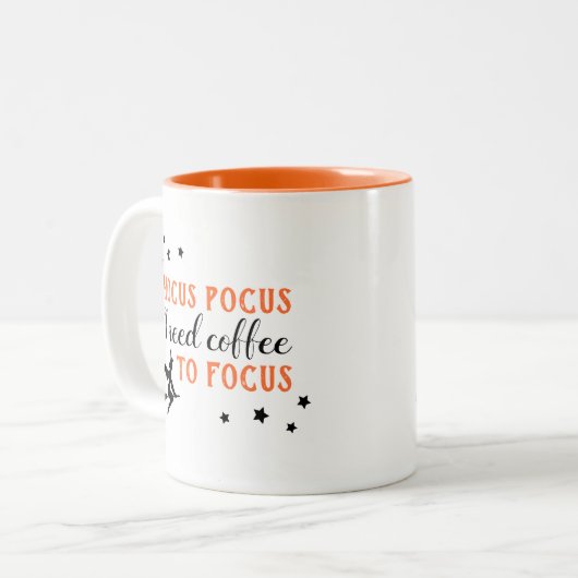 Hocus Pocus Modern Orange und Black Halloween Tasse (Vorderseite Links)