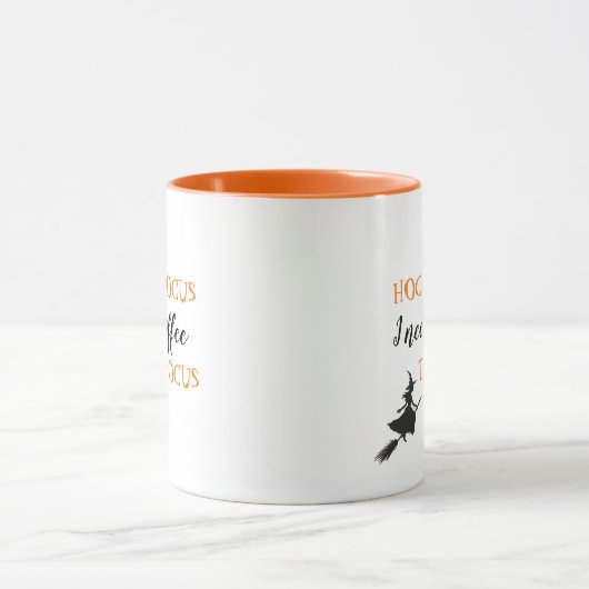 Hocus Pocus Modern Orange und Black Halloween Tasse (Zentrum)