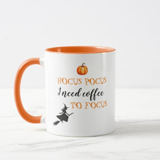 Hocus Pocus Modern Orange und Black Halloween Tasse (Links)