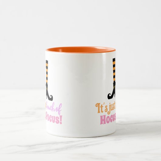 Hocus Pocus Modernes Halloween Orange Lila Zitat Zweifarbige Tasse (Mittel)