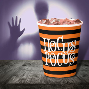 Hocus Pocus Orange Stripes Halloween Paper Cup Pappbecher
