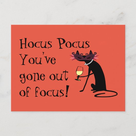 Hocus Pocus Out of Focus Halloween Wine Quote Postkarte (Vorderseite)