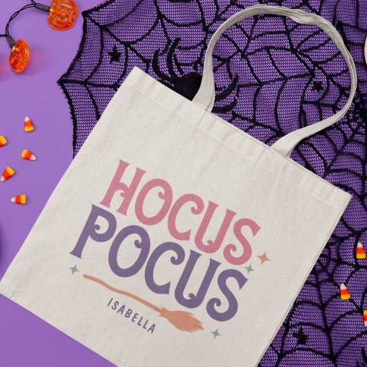 Hocus Pocus Pink Lila Halloween Personalisiert Tragetasche