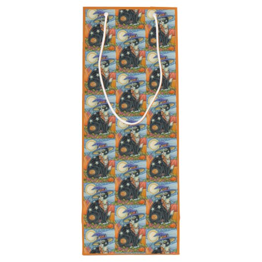 HOCUS POCUS SCHWARZE KATZE HALLOWEEN GIFT BAG - WE GESCHENKTÜTE FÜR WEINFLASCHEN (Rückseite)