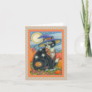 HOCUS POCUS SCHWARZE KATZE HEXE & MAUS HALLOWEEN FEIERTAGSKARTE