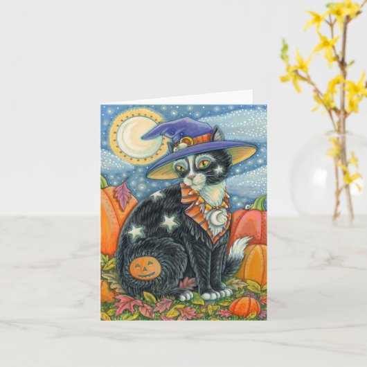 HOCUS POCUS SCHWARZE KATZKRAFT, MAUSHALLOWEE Leere Karte (Gelbe Blume)