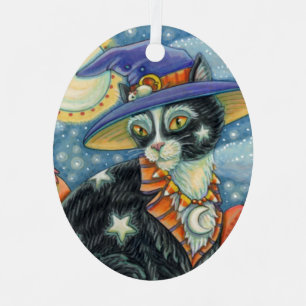 HOCUS POCUS SCHWARZE KATZKRAFT UND MAUSHALLOWEE ORNAMENT AUS METALL