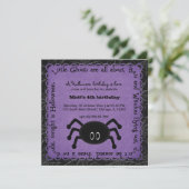 Hocus Pocus Spider Birthday (Lila) Einladung (Stehend Vorderseite)