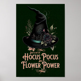 Hocus Pocus und Blume Power Witchy Poster