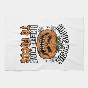 Hocus Pocus Wein-Kürbis-Halloween-Shirt-Design_1 Geschirrtuch