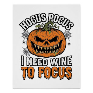 Hocus Pocus Wein-Kürbis-Halloween-Shirt-Design_1 Poster