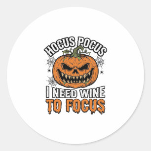 Hocus Pocus Wein-Kürbis-Halloween-Shirt-Design_1 Runder Aufkleber