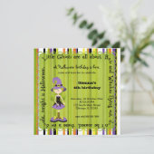Hocus Pocus Witch Birthday (grün) Einladung (Stehend Vorderseite)