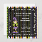 Hocus Pocus Witch Birthday (Schwarz) Einladung (Vorne/Hinten)