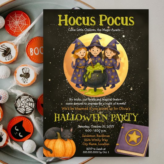 Hocus Pocus Witchy Kids Halloween-Party Einladung