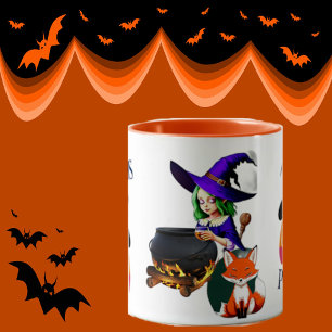 Hocus Pocus Zauberkessel   Hexe mit Fuchs & Jack Tasse