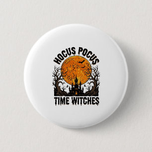 Hocus Pocus Zeit Hexen Vintage Halloween-Shirt D Button