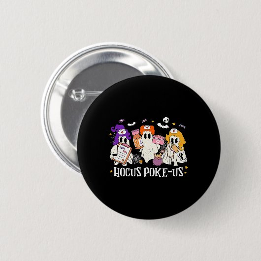 Hocus Poke-us Hexenmeister Halloween Medizinischer Button (Vorne & Hinten)