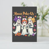 Hocus-Poke Us Nursing Spooky Halloween Ghost Begleitkarte (Stehend Vorderseite)
