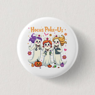 Hocus-Poke Us Nursing Spooky Halloween Ghost Button