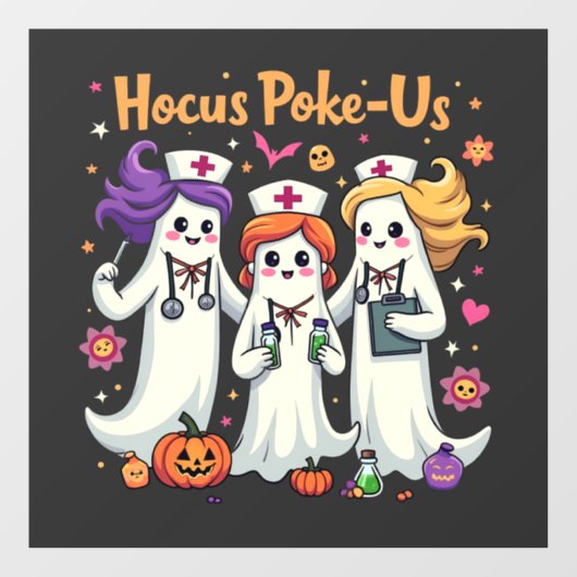 Hocus-Poke Us Nursing Spooky Halloween Ghost Fensteraufkleber (Blatt)