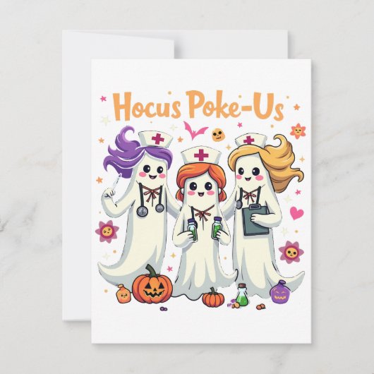 Hocus-Poke Us Nursing Spooky Halloween Ghost Mitteilungskarte (Vorderseite)