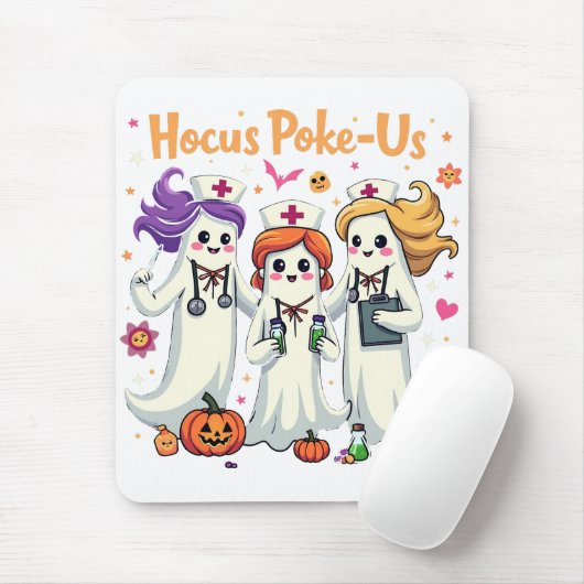 Hocus-Poke Us Nursing Spooky Halloween Ghost Mousepad (Mit Mouse)