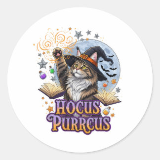 Hocus Purcus Coon - Maine Coon Halloween-Zauber Runder Aufkleber