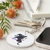 Hocus Purr-cus Niedlich Black Cat Halloween Art Schlüsselanhänger (Vorderseite rechts)