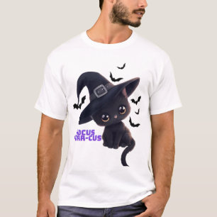Hocus Purr-cus Süße schwarze Katze Halloween Kunst T-Shirt