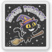 Hocus Purrcus - Zauberkatze Halloween-Sticker Aufkleber (Vorderseite)