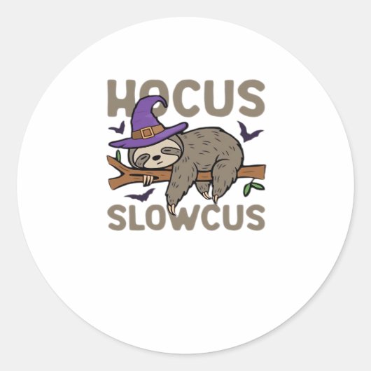 Hocus Slowcus Lustiger Halloween Faultier Klassisc Runder Aufkleber (Vorderseite)