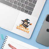 Hocus Slowcus Sloth liebt Halloween-Kostümtee E Aufkleber (Laptop mit iPhone)