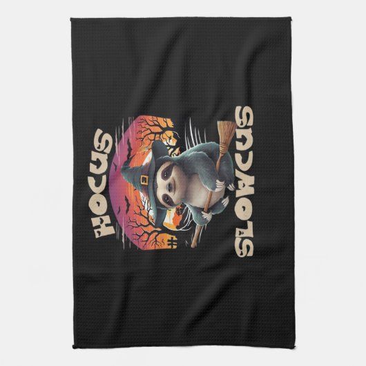 Hocus Slowcus Sloth liebt Halloween-Kostümtee E Geschirrtuch (Vertikal)