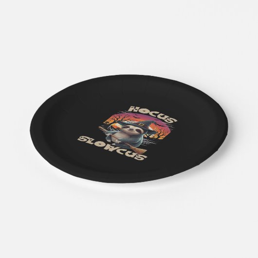 Hocus Slowcus Sloth liebt Halloween-Kostümtee E Pappteller (Schrägansicht)