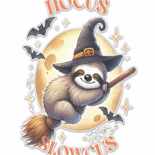Hocus Slowcus Witch Sloth Aufkleber (Vorderseite)