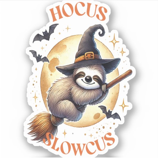 Hocus Slowcus Witch Sloth Aufkleber (Vorderseite)
