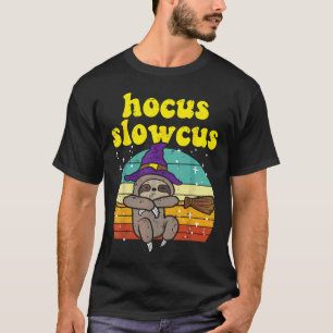 Hocus Slowcus Witch Sloth Retro Cute Animal Hallow T-Shirt