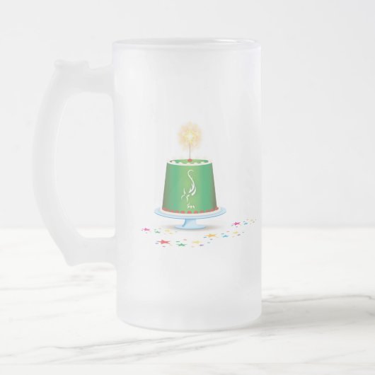 Hodag Feier mit Cake Mattiert Glass Beer Tasse (Links)