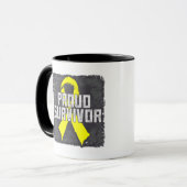 Hodenkrebs-stolzer Überlebender Tasse (Vorderseite Links)