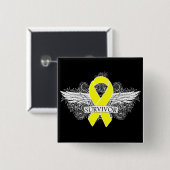 Hodenkrebs - Winged SURVIVOR Button (Vorne & Hinten)